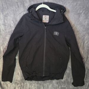 Black Zero Foxtrot Hooded Windbreaker Jacket